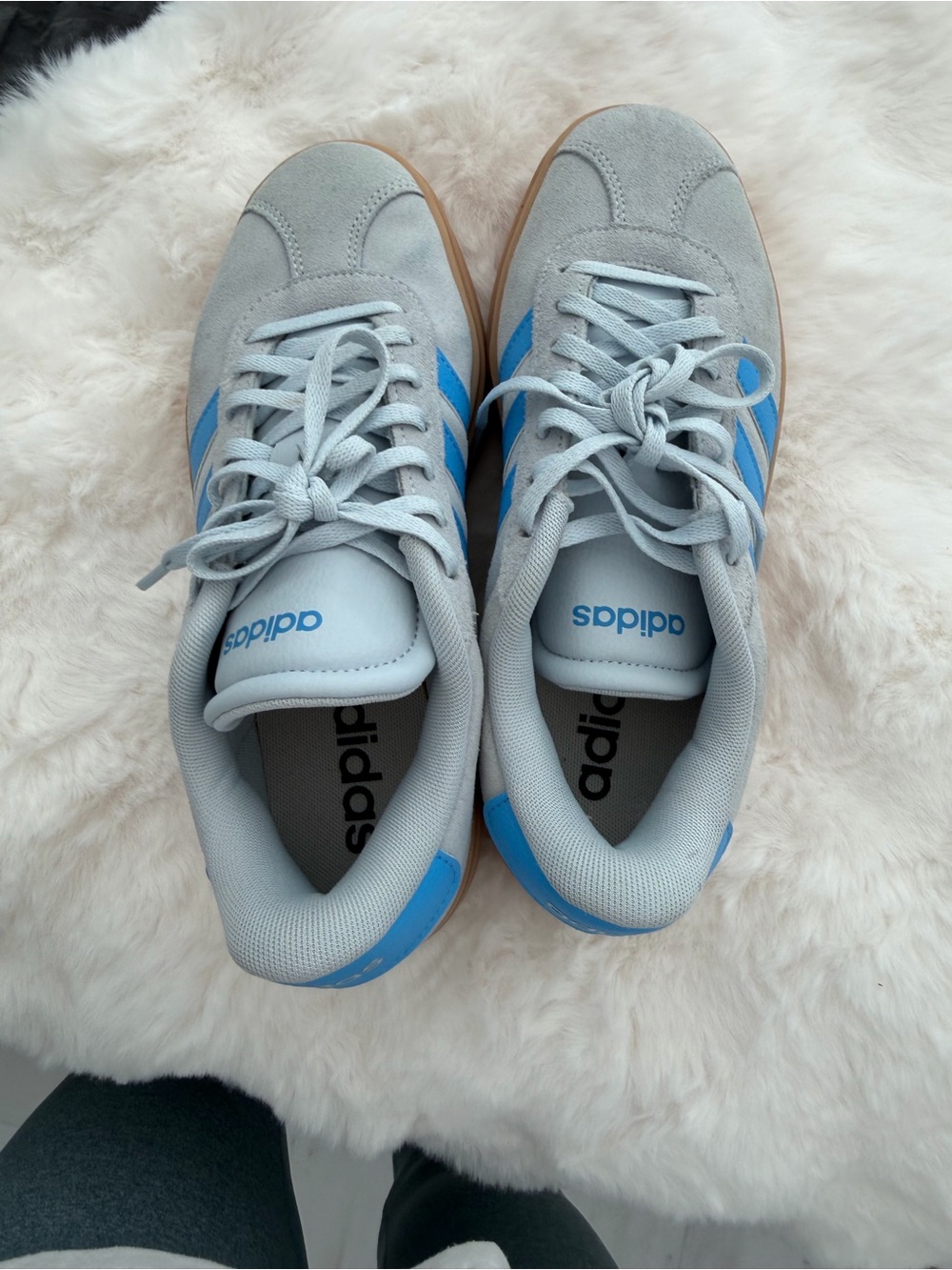 adidas Light Gray and Blue Accent Casual Sneakers